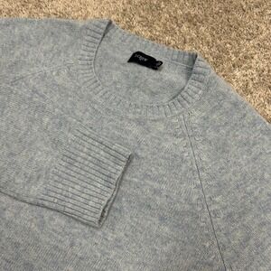 J.Crew Lambswool Sweater Large Blue Crewneck Raglan H0520 Pullover